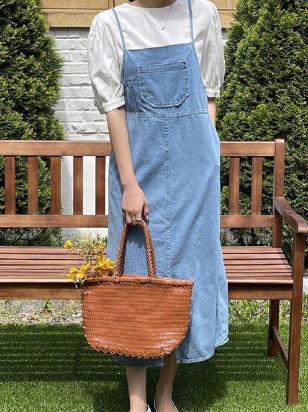 Denim Dress with Suspenders