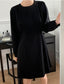 Pearl Button Point Black Mini Dress