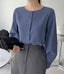 Round Neck Button Up Blouse - HOLIHOLIC