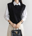 Round Neck Crop Knit Vest-Holiholic