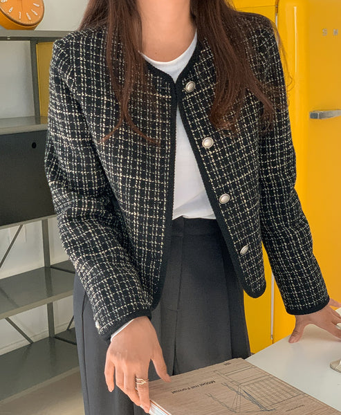 Silver Button Pointed Tweed Jacket | The best Jackets – HOLIHOLIC