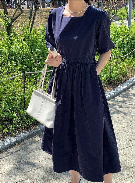 short sleeve cotton dresses with pockets Side Pocket A-Line Cotton Shirt Dress