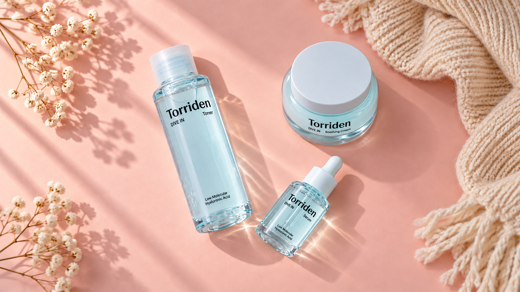 Torriden Dive In toner, serum and cream for a Korean dry winter skin routine
