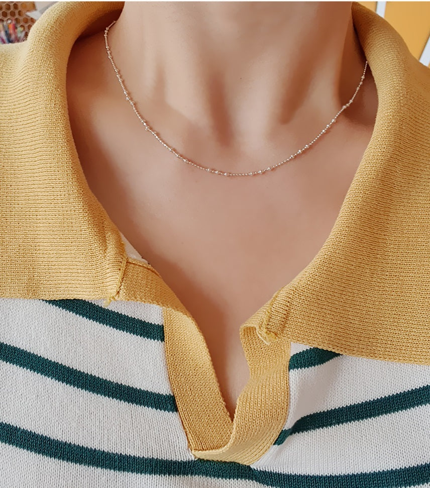 [92.5 Silver] Ball Pointed Daily Necklace Secondary image