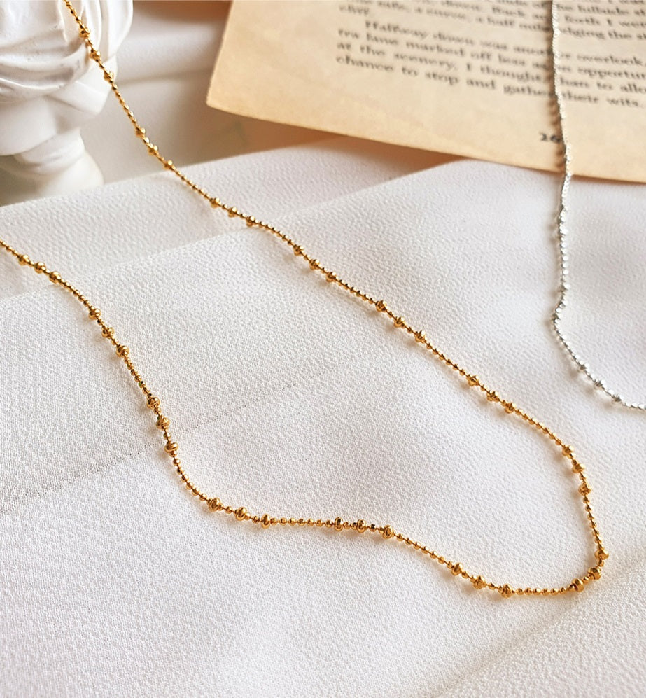 [92.5 Silver] Ball Pointed Daily Necklace -Holiholic Main image