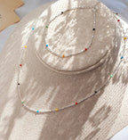 [92.5 Silver] Color Ball Necklace & Bracelet Set -Holiholic