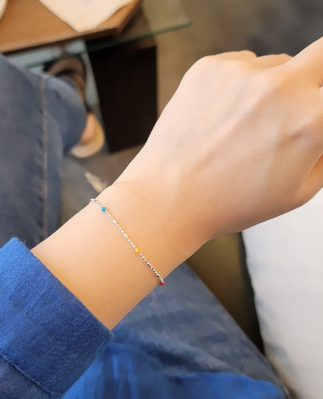 [92.5 Silver] Color Ball Necklace & Bracelet Set -Holiholic