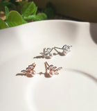 [92.5 Silver] Cubic Laurel Stud Earrings  -Holiholic