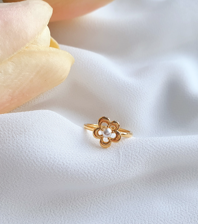 [92.5 Silver] Daisy Open Pinky Ring – Rings by HH Jewelry l HOLIHOLIC