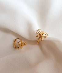 92.5 Silver] Double Ribbon Point Earrings | The best