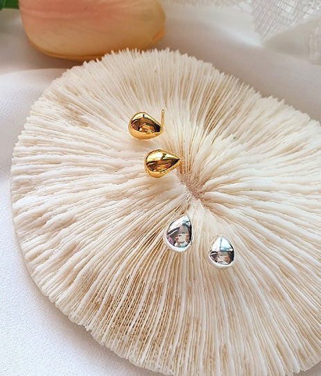 [92.5 Silver] Mini Bean Stud Earrings-Holiholic