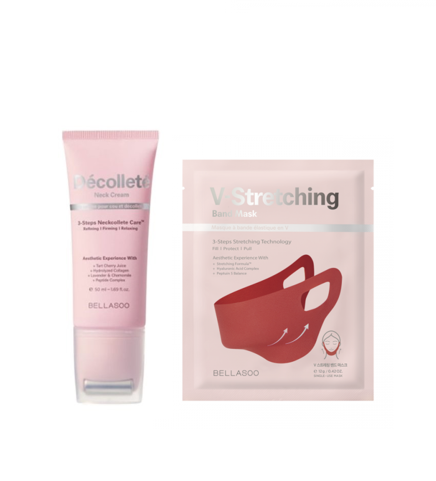 [BELLASOO] Decollete Neck Cream & V-Stretching Band Mask Set – Skin Care by BELLASOO l HOLIHOLIC Main image