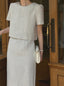 Back Button Point Tweed Dress-Holiholic