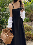 Cotton Bustier Flare Midi Dress with Pocket -Holiholic
