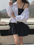 Cotton Bustier Flare Mini Dress-Holiholic