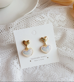 Double Heart Drop Earrings-Holiholic