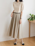 Flare Elastic Waisted Skirt with Belt-Holiholic