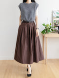 Flare Elastic Waisted Skirt with Belt-Holiholic