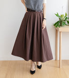 Flare Elastic Waisted Skirt with Belt-Holiholic