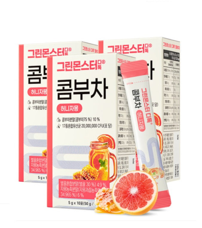 [Green Monster] D-toc Kombucha Grapefruit Honey 10 Sticks x 3 Boxes – Health & Wellness by GREEN MONSTER l HOLIHOLIC Main image