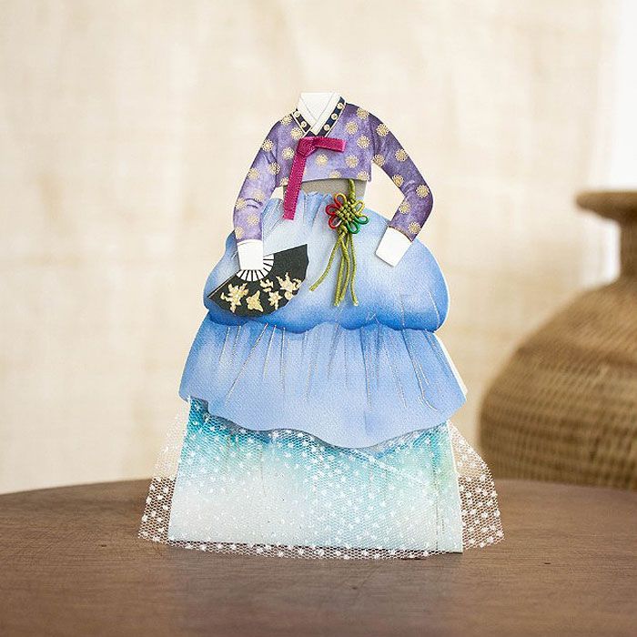 Hanbok Message Card – Blue Layered Skirt – Stationery by Joy Facotry l HOLIHOLIC