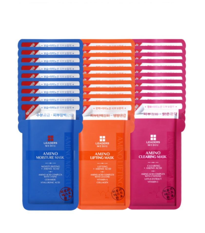 [LEADERS] Mediu Amino Mask Moisture, Lifting, Clearing Set – Skin Care Masks & Peels by LEADERS l HOLIHOLIC Main image