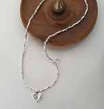 Mini Double Heart Silver Necklace