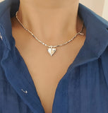 Mini Double Heart Silver Necklace -Holiholic