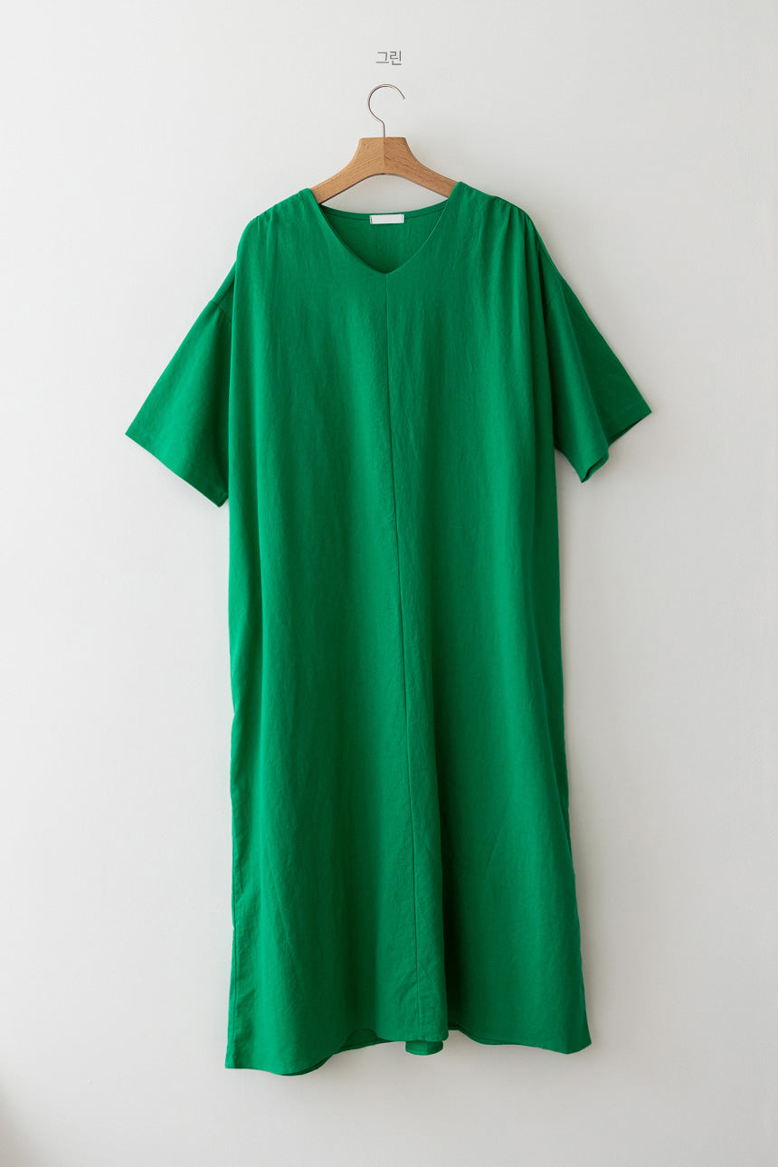 Over-fit Linen Maxi Dress-Holiholic