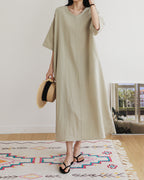 Over-fit Linen Maxi Dress-Holiholic