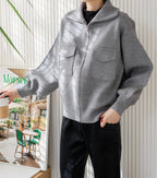Pocket Pointed Knit Zip-Up Jacket -Holiholic
