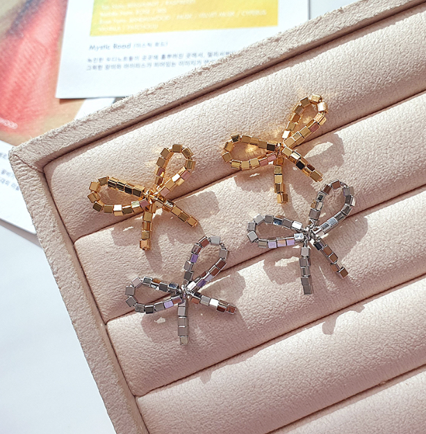 Square Bow Tie Stud Earrings – Earrings by HH Jewelry l HOLIHOLIC Main image