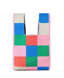 Square Pattern Knitted Tote Bag
