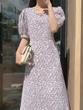 Puff Sleeve Floral Dress - HOLIHOLIC