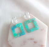 Square Marble Drop Earring