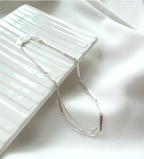 [92.5 Silver] Silver Bar Chain Double Anklet - HOLIHOLIC