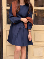 Minimal Front Pleats Mini Dress-Holiholic