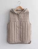 Knit Hoodie Quilted Vest - HOLIHOLIC