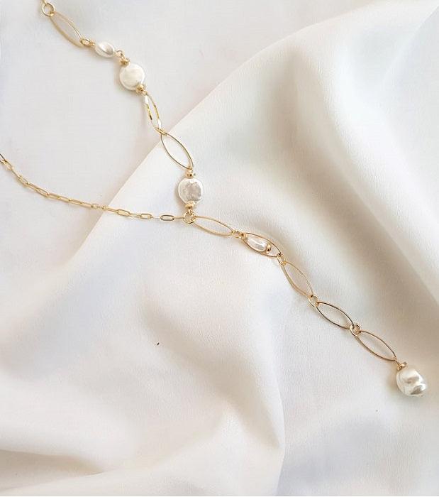 Kendra Y Pearl Necklace - HOLIHOLIC Main image