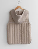 Knit Hoodie Quilted Vest - HOLIHOLIC