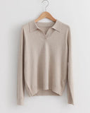 Open Collar Mild Knit - HOLIHOLIC