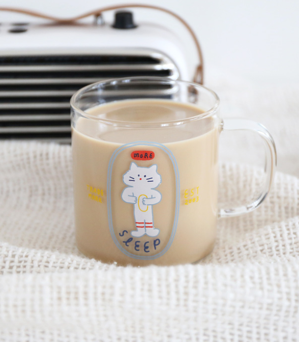 [ROMANE] Sleep Kitty Glass Cup - HOLIHOLIC Main image
