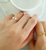 [92.5 Silver] Abigail Pearl Open Ring - HOLIHOLIC