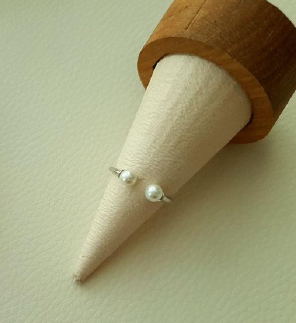 [92.5 Silver] Abigail Pearl Open Ring - HOLIHOLIC