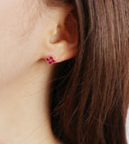 [92.5 Silver] Azalea Flower Earrings - HOLIHOLIC
