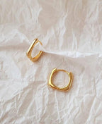 [92.5 Silver] Basic Square Hoop Earrings - HOLIHOLIC