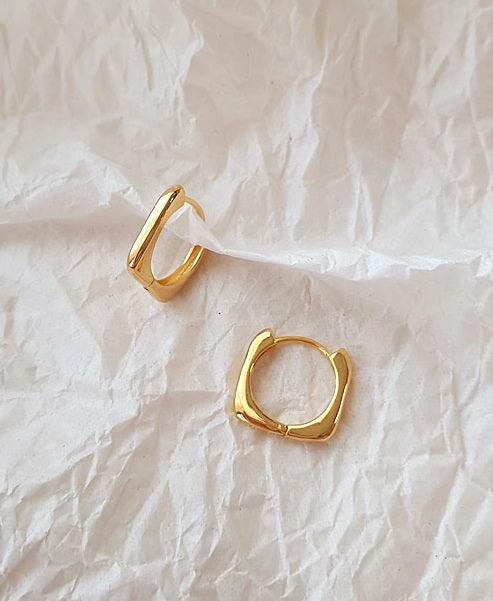 [92.5 Silver] Basic Square Hoop Earrings - HOLIHOLIC