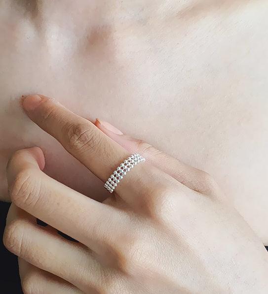 [92.5 Silver] Circle Chain Adjustable Ring - HOLIHOLIC