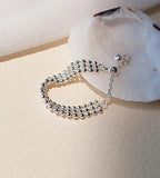 [92.5 Silver] Circle Chain Adjustable Ring