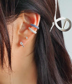 [92.5 Silver] Color Cubic Point Ear Cuff - HOLIHOLIC